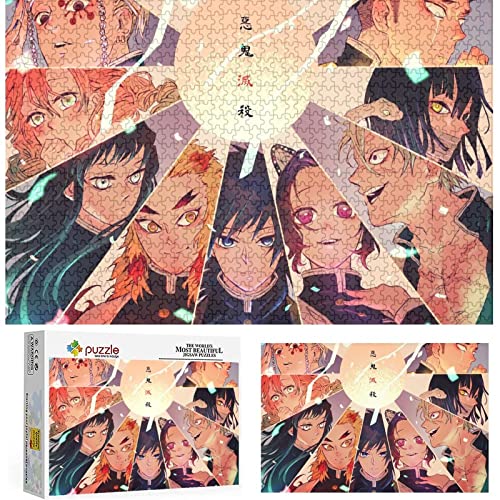 Holz Puzzle 1000 Teile Anime Demon Slayer Poster Erwachsene Kinder Spielzeug Dekompressionsspiel,Holzpuzzle（75x50cm） von FOBZZY