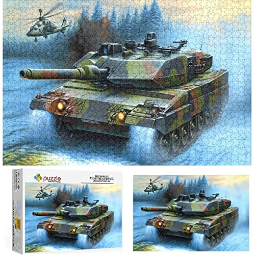 Hubschrauber Panzer Puzzle 1000 Teile Puzzle Holz Puzzle Spielzeug Für Erwachsene Und Kinder Lernspielzeug ,Holzpuzzle（75x50cm） von FOBZZY