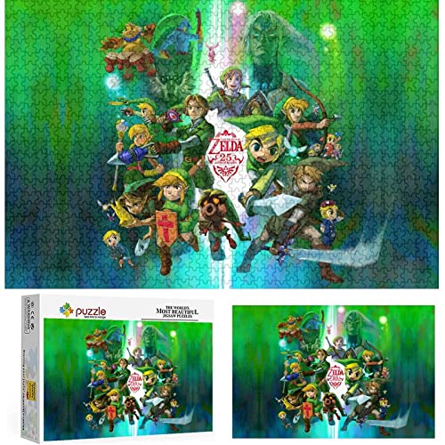 Jungen und Mädchen Puzzle 1000 Teile Puzzle Zelda Legende Einfache Puzzles s Atem der Wildnis Puzzle Lernspielzeug Spiele Familiendekoration ,Papppuzzle（38x26cm） von FOBZZY