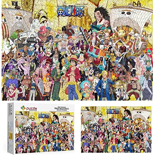 One Piece 1000 Piece Jigsaw Puzzle Art - Puzzle Für Erwachsene 1000 Teile One Piece Puzzle Für Erwachsene 1000 Anime Character Lernspielzeug DIY Geschenk Spaß Spiel,Holzpuzzle（75x50cm） von FOBZZY