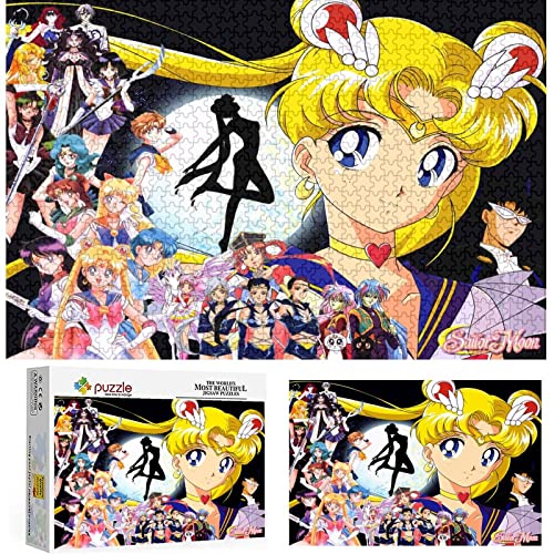 Papp Puzzle 1000 Teile Anime Sailor Moon Poster Erwachsene Kinder Spielzeug Dekompressionsspiel,Papppuzzle（38x26cm） von FOBZZY
