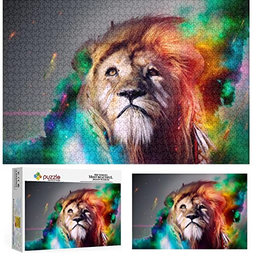Puzzle 1000 Pieces Animal Lion Puzzles Adults Children Difficulty Puzzle Cats Artistic Colourful Puzzles Education Toy Games Family Decoration,Holzpuzzle（75x50cm） von FOBZZY