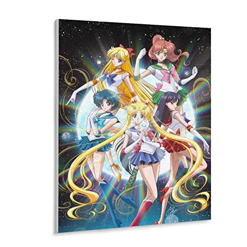 Puzzle 1000 Teile Anime Sailor Moon Poster Holz Kinderspielzeug Dekompressionsspiel（75x50cm）-348 von FOBZZY