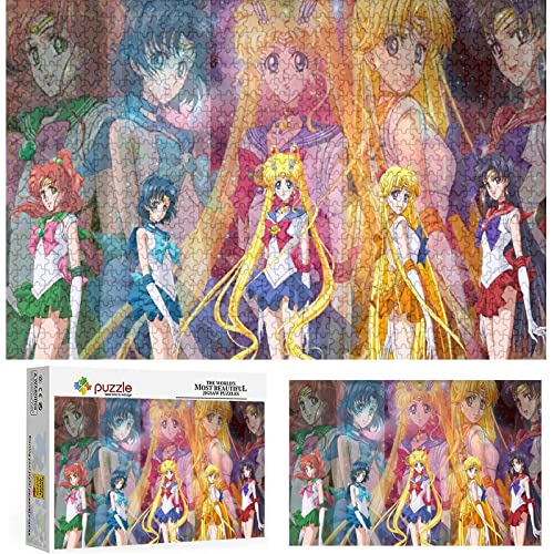 Puzzle 1000 Teile Anime Sailor Moon Poster Holz Kinderspielzeug Dekompressionsspiel,Holzpuzzle（75x50cm） von FOBZZY