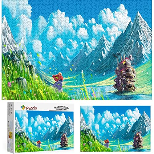 Puzzle 1000 Teile Howl's Moving Castle Puzzles Erwachsene Kinder Schwierigkeit Puzzle Fantasy Abenteuer Animation Puzzle Lernspiele Spielzeug Familie Dekoration,Holzpuzzle（75x50cm） von FOBZZY