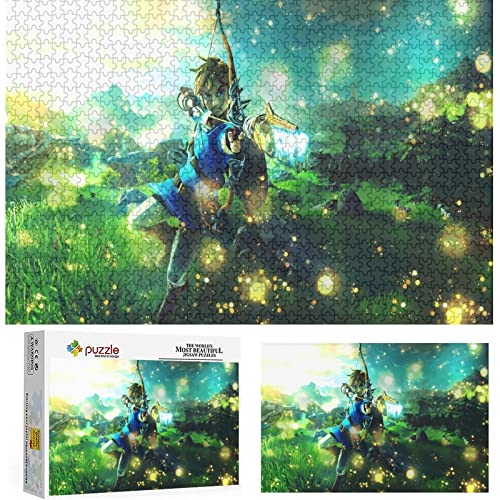 Puzzle 1000 Teile Zelda Legende Puzzles Erwachsene und Kinder Schwierigkeit Puzzles Atem der Wildnis Puzzle Lernspiele Spielzeug Familie Dekoration,Papppuzzle（50x70cm） von FOBZZY