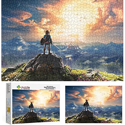 Puzzle 1000 Teile Zelda Legende Puzzles Erwachsene und Kinder Schwierigkeit Puzzles Atem der Wildnis Puzzles Bildung Spielzeug Spiele Familie Dekoration,Papppuzzle（50x70cm） von FOBZZY