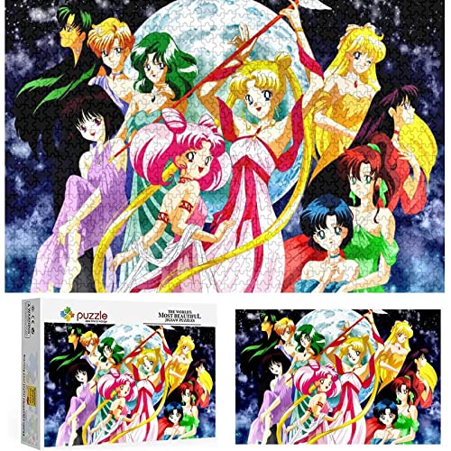 Puzzle Puzzles 1000 Stück Holzpuzzles Puzzlespiel Pädagogisches Geschenk für Kinder Bild Puzzle-Anime Sailor Moon,Holzpuzzle（75x50cm） von FOBZZY