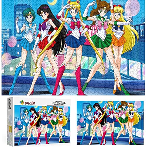 Puzzles 1000 Pieces Sailor Moon Puzzle Boys and Girls Difficulty Puzzles Moon Hare Puzzle Educational Toy Games Family Decoration,Holzpuzzle（75x50cm） von FOBZZY