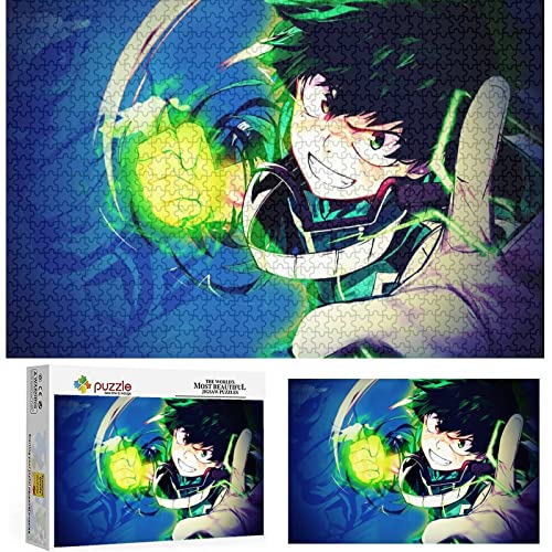 Puzzles 1000 Teile Anime My Hero Academia Puzzle Erwachsene und Kinder Puzzles sgrad Puzzles Izuku Midoriya Green Hair Green Eyes Smile Puzzle Lernspielzeug Spiele ,Holzpuzzle（75x50cm） von FOBZZY