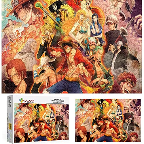 Puzzles 1000 Teile Anime One Piece Puzzle sgrad Jungen und Mädchen Franky Brook Nami Nico Robin Sanji Roronoa Zoro Monkey D. Luffy Lysop Puzzle Lernspielzeug Spiele ,Papppuzzle（38x26cm） von FOBZZY