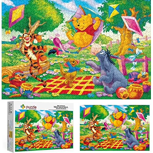 Winnie The Pooh und Seine Freunde Puzzle 1000 Teile, Holz Anime Stil schönes Bild Puzzle, Kinder Lernspielzeug Puzzle Erwachsene Spielzeug für Kinder ,Holzpuzzle（75x50cm） von FOBZZY