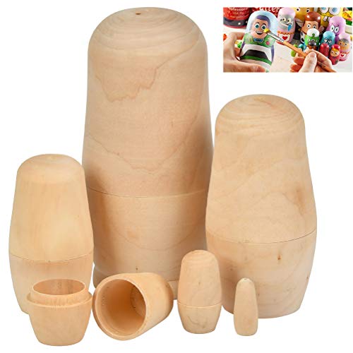 FOCCTS 6 Stück Matroschka Rohling, Hölzerne Nisten Puppen, unbemalte DIY russische Nesting Dolls, russischen Matroschka Stapelpuppen Kinder Spielzeug Geschenk Dekorationen von FOCCTS