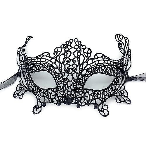 FOCICE 2 Schwarze Augenmasken, Venedig Masken, Damen der Make-up-Bälle, Sexy Catwoman Augenmasken, Halbe Spitze von FOCICE