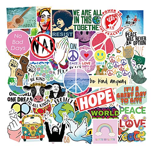 100Pcs Love World Peace Aufkleber, Wasserdichtes Vinyl Hoffnung Aufkleber für Wasserflaschen Laptop Gepäck Tasse Computer Handy Skateboard, Geschenk für Kinder Jugendliche Erwachsene von FOCRI