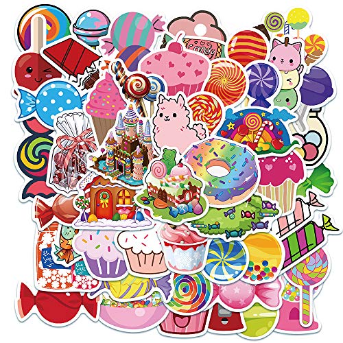 50Pcs Cute Sweets Aufkleber, bunte Leckereien Süßigkeiten Aufkleber für Kinder Mädchen, Cartoon Lollipop Schokolade Eiscreme CupCake Aufkleber von FOCRI