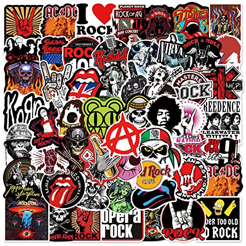 FOCRI Rock'n'Roll Aufkleber, 100 Stück Trendige Musikband Aufkleber Packs für Erwachsene, Teenager, Vinyl wasserdich Coole Punk Aufkleber, Graffiti Aufkleber für Skateboard, Computer, Laptop, Gitarre von FOCRI