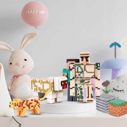 FOGARI 8 Stück Figuren für Mine-Craft, Spielzeug für Mine-Craft, Enthält Figuren, Tiere, Vorräte, Waffen, Erze, Action-Figuren zum Spielen, Action-Figuren als Geschenk von FOGARI