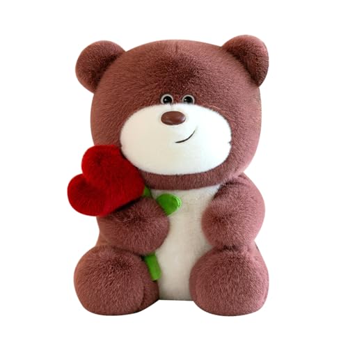 FOGARI Teddybär, Plüsch-Bär, Teddy mit Rose - 28 cm Plüschtiere Liebe Valentinstag Bär,Plüschtier Kuscheltier Schmusetier Geschenke für Mama, Kinder Mädchen, Geburtstag, Valentinstag (Rosarot) von FOGARI
