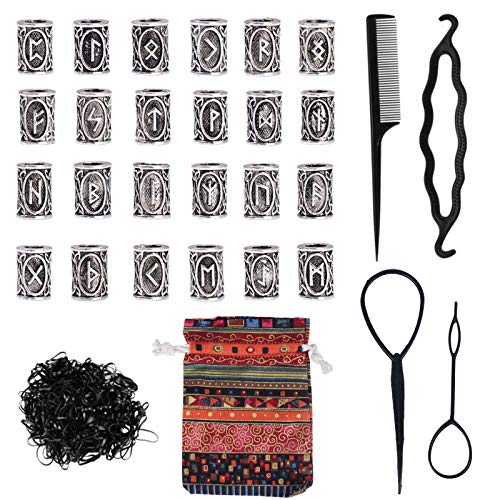 FOGAWA 30 Stück Bartperle Wikinger Rune Perlen Bart Perlen Flechten Perlen Nordische Haarperlen Dread Locks Perlen mit Gummibänder und Einfädler für Armband Halskette DIY Anhänger Schmuck FOGAWA 30 Stück Bartperle Wikinger Rune Perlen Bart Perlen Flechten Perlen Nordische Haarperlen Dread Locks Perlen mit Gummibänder und Einfädler für Armband Halskette DIY Anhänger Schmuck von FOGAWA