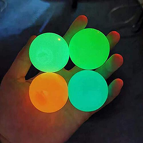 FOHYLOY 4 Farbe klebriger Zielball, Stressballs Stress Spielzeug, Anti Stress Reliever Balls kann an die Decke geklebt Werden, Stressabbau Wandkugeln Dekompressions für Erwachsene Kinder (65MM) von FOHYLOY