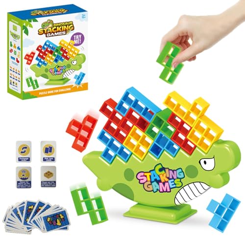 FOHYLOY 48/64 Stück Tetra Tower Spiel, Tetris Balance Spiel, Tetra Tower Balance Spiel, Puzzle zum Zusammenbauen von Tetris, Tetris Tower Balance Game für Kinder und Erwachsene (64PCS) von FOHYLOY