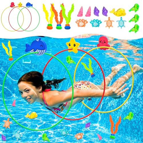 FOHYLOY Pool Spielzeug, Tauchringe für Kinder, 18 Stück Tauchspielzeug Set, Wasserspielzeug Kinder Outdoor Tauchring Spielzeug Set für Schwimmbad Unterwassertraining, Geschenke für 6 7 8 9 Jahren FOHYLOY Pool Spielzeug, Tauchringe für Kinder, 18 Stück Tauchspielzeug Set, Wasserspielzeug Kinder Outdoor Tauchring Spielzeug Set für Schwimmbad Unterwassertraining, Geschenke für 6 7 8 9 Jahren von FOHYLOY