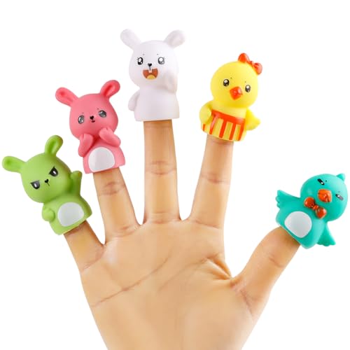 FOIMAS Oster-Fingerpuppen-Spielzeug, 5 Stück, Hase, Küken, Fingerpuppe, Spielzeug für Osterkorb, Füller, Geschenktütenfüller, Partyzubehör FOIMAS Oster-Fingerpuppen-Spielzeug, 5 Stück, Hase, Küken, Fingerpuppe, Spielzeug für Osterkorb, Füller, Geschenktütenfüller, Partyzubehör von FOIMAS