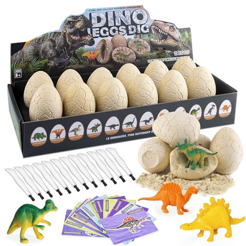 FOJELD - Dinosauriereier Ausgrabungsset, 12 einzigartige Eier, Dinosaurier-Spielzeug, MINT-Wissenschaftsgeschenk für Jungen und Mädchen von 6-12 Jahren FOJELD - Dinosauriereier Ausgrabungsset, 12 einzigartige Eier, Dinosaurier-Spielzeug, MINT-Wissenschaftsgeschenk für Jungen und Mädchen von 6-12 Jahren von FOJELD