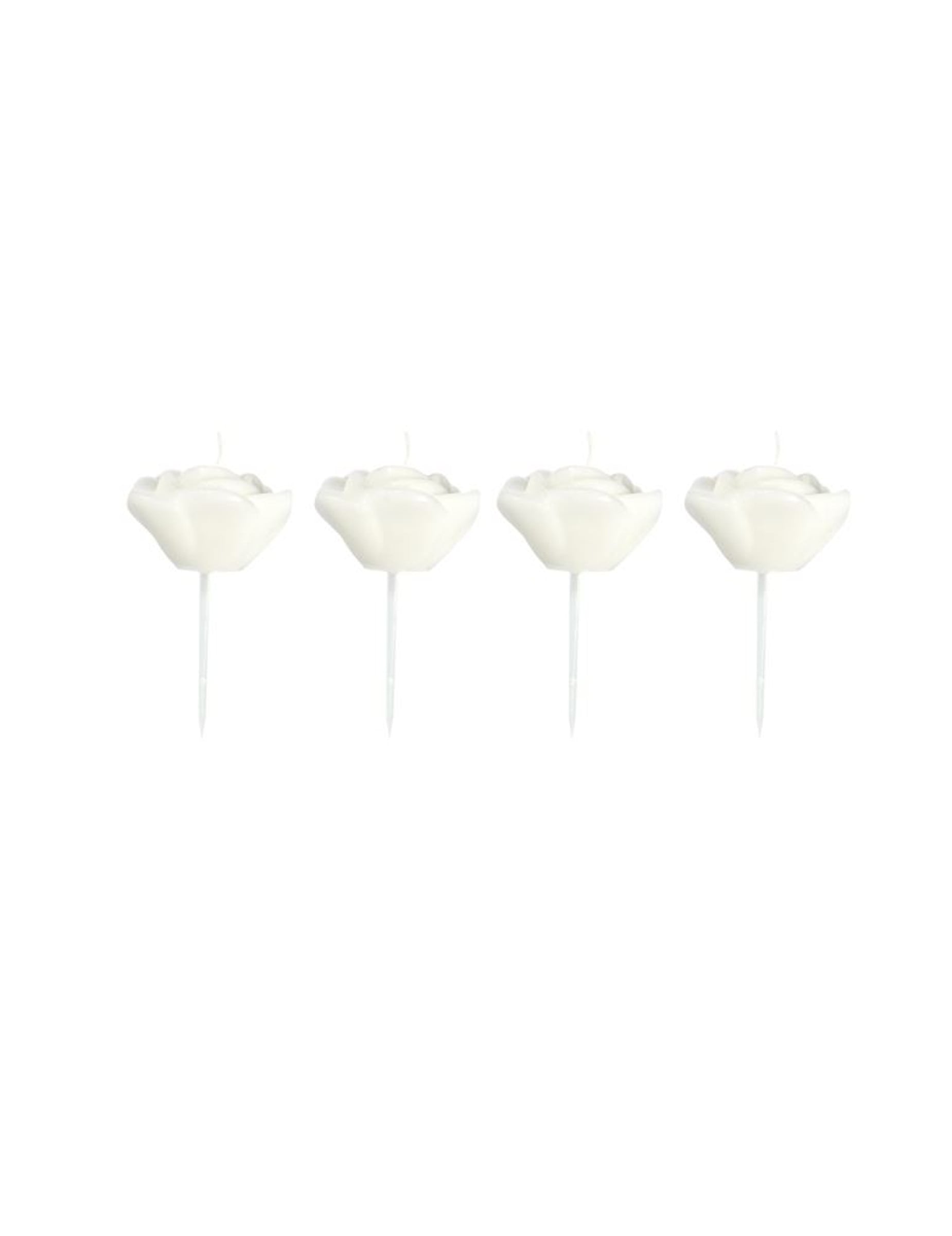 4 Kerzen in Form weißer Rosen am Stab 13 cm von FOLAT BV