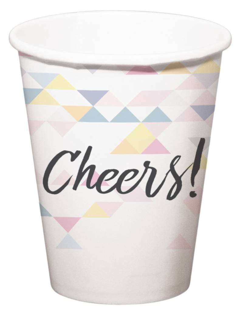 6 Pappbecher Cheers geometrisch 250 ml in Pastellweiß 6 Pappbecher Cheers geometrisch 250 ml in Pastellweiß von FOLAT BV