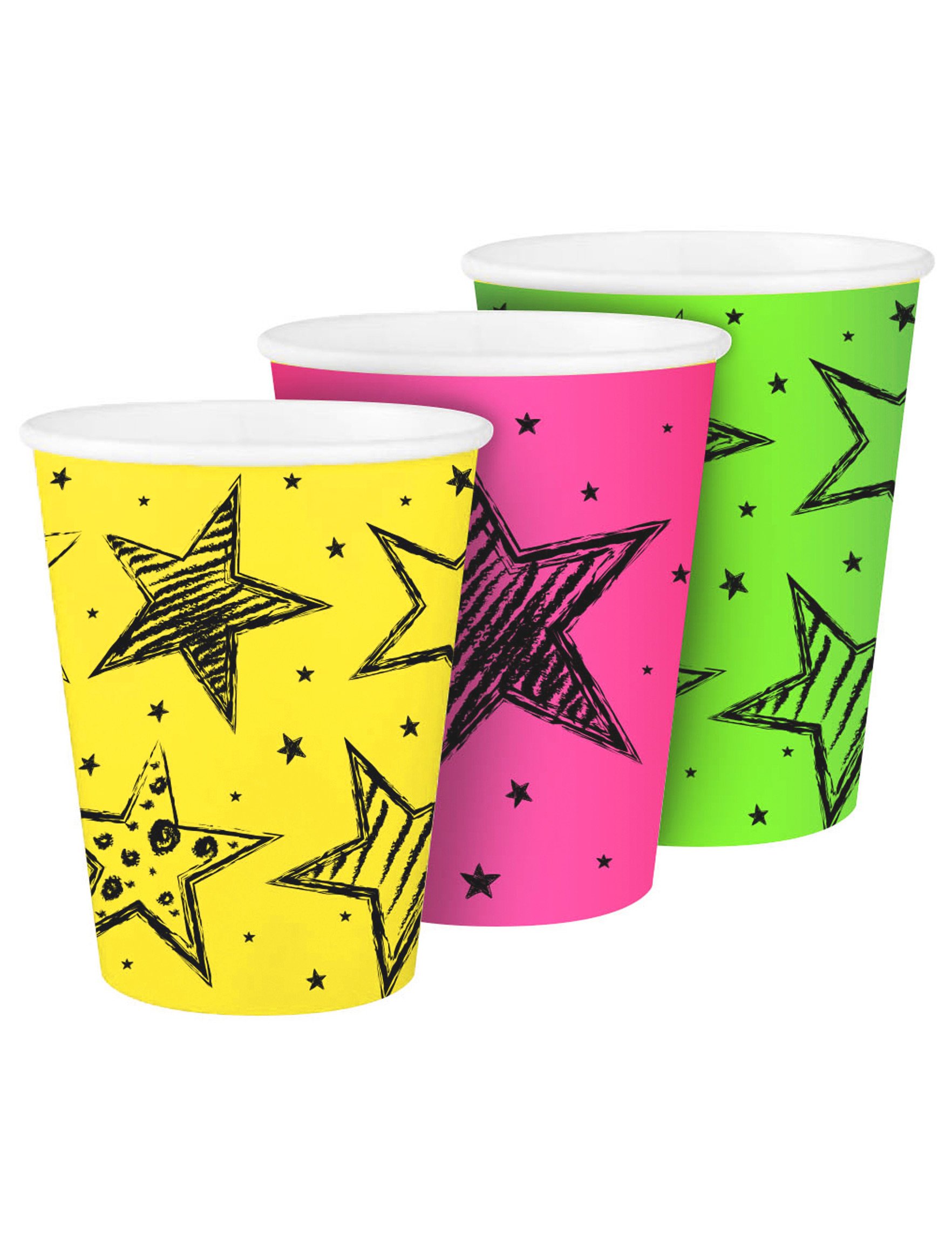 6 Pappbecher Neon Party 250 ml von FOLAT BV