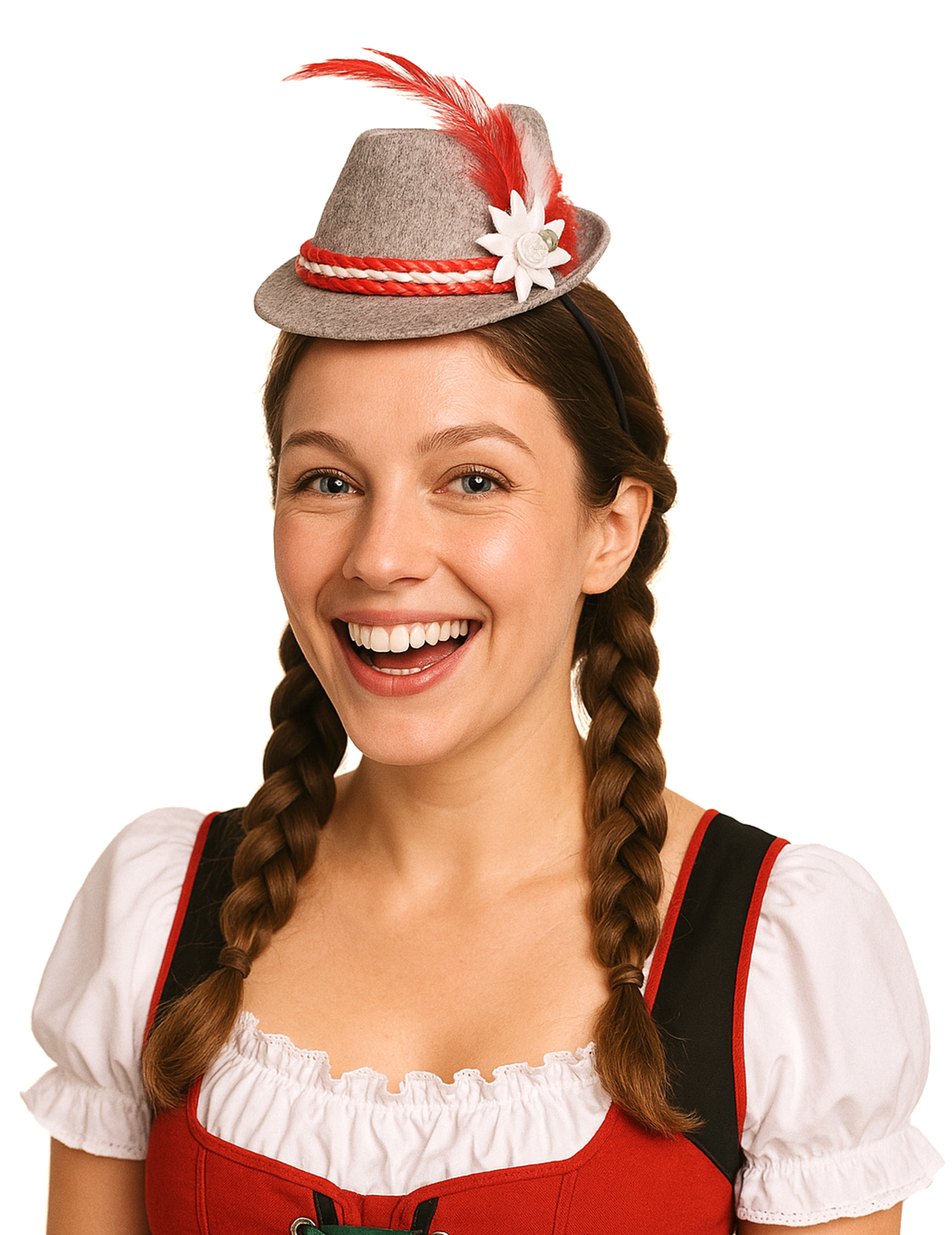 Bayrischer Haarreif mit Mini-Hut rot-weiss-grau Bayrischer Haarreif mit Mini-Hut rot-weiss-grau von FOLAT BV