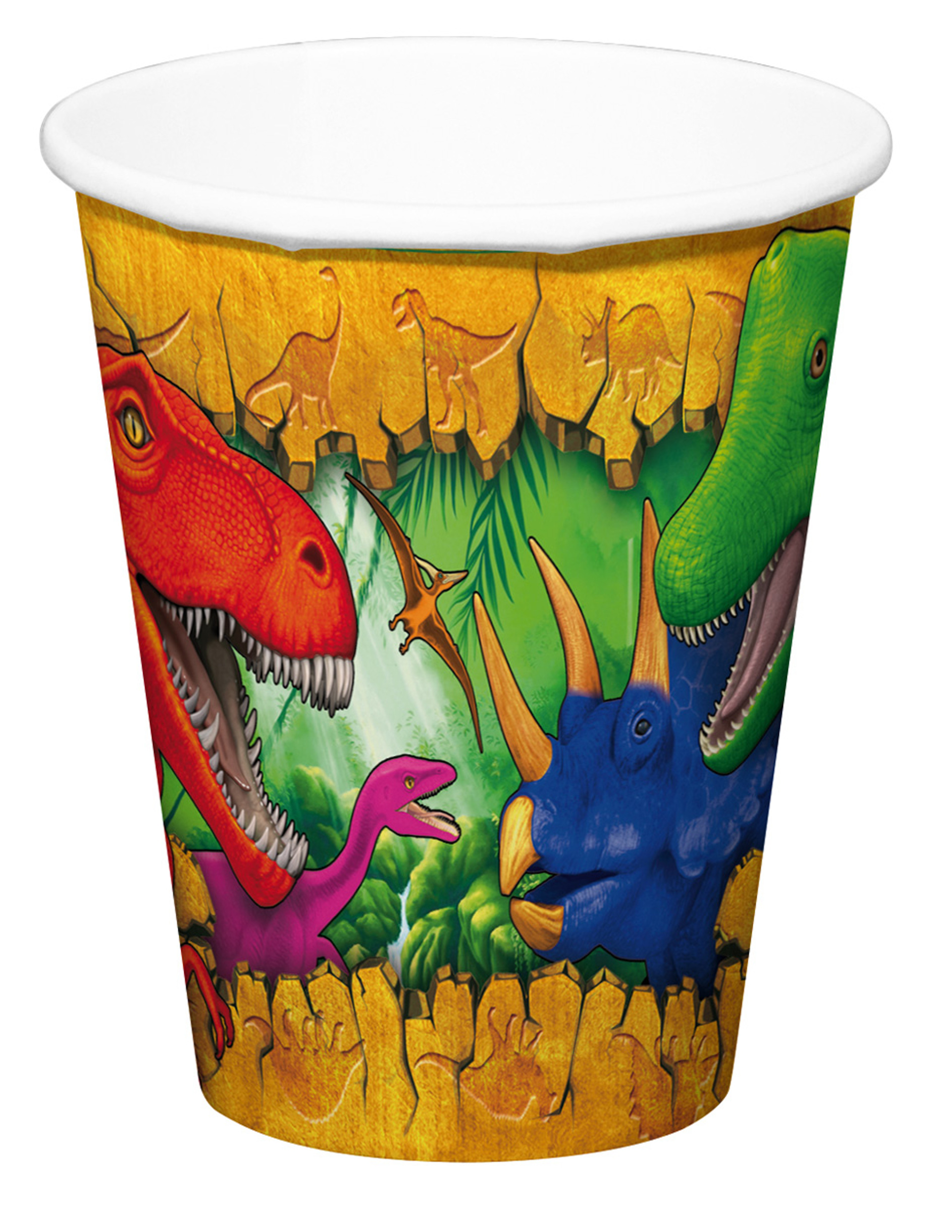 Dinosaurier-Trinkbecher Tischdeko 6 Stück bunt Dinosaurier-Trinkbecher Tischdeko 6 Stück bunt von FOLAT BV