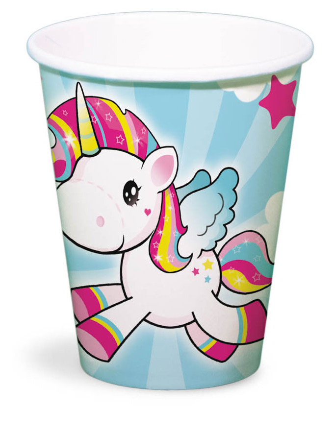 Einhorn-Becher Einhornparty-Deko 8 Stück bunt 250ml Einhorn-Becher Einhornparty-Deko 8 Stück bunt 250ml von FOLAT BV