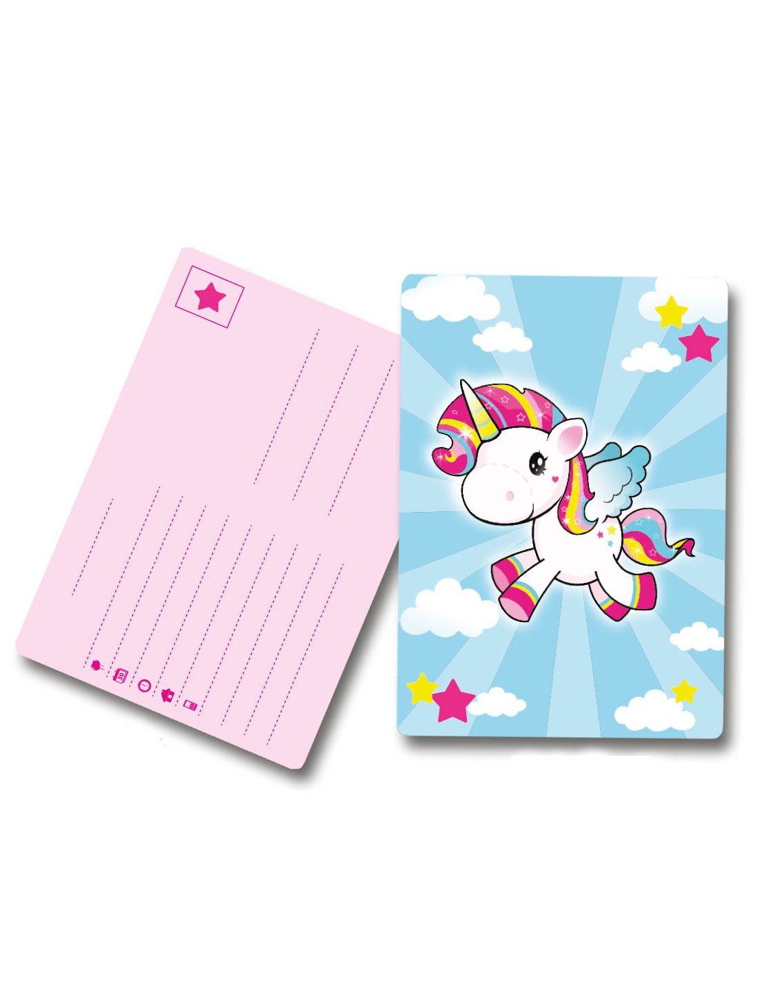 Einladungskarten-Set aus 8 Karten mit Einhorn-Motiv Einladungskarten-Set aus 8 Karten mit Einhorn-Motiv von FOLAT BV