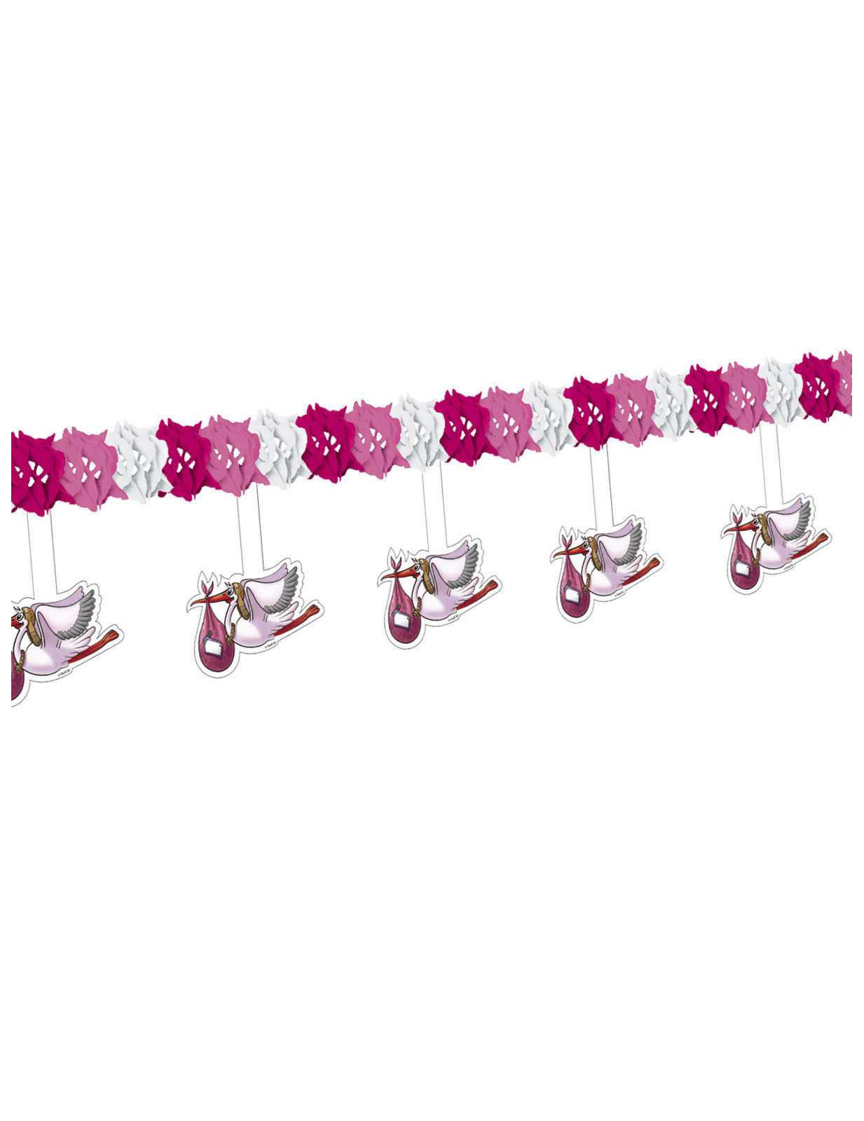 Girlande Storch Geburt Party-Deko für Mädchen rosa-weiss 400 x 27 cm Girlande Storch Geburt Party-Deko für Mädchen rosa-weiss 400 x 27 cm von FOLAT BV