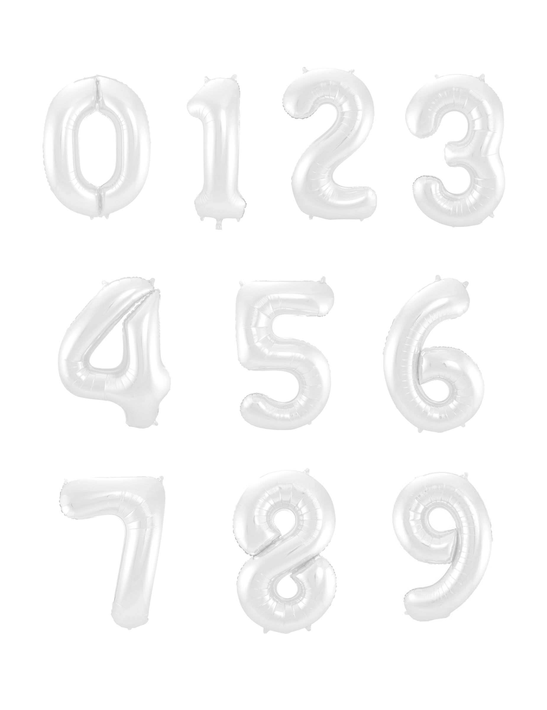 Zahlenballon Weiß Matt 86 cm Mylar-Ballon für Geburtstage von FOLAT BV