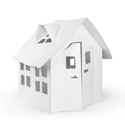 FOLDZILLA Spielhaus Hexenhaus 90 x 80 x 110 cm aus Pappe Pappspielhaus Karton Haus für Kinder zum Spielen - Weiß zum Bemalen und Bekleben FOLDZILLA Spielhaus Hexenhaus 90 x 80 x 110 cm aus Pappe Pappspielhaus Karton Haus für Kinder zum Spielen - Weiß zum Bemalen und Bekleben von FOLDZILLA