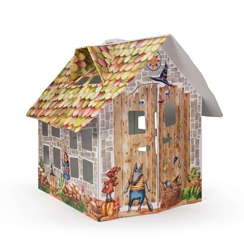FOLDZILLA Spielhaus Hexenhaus 90 x 80 x 110 cm aus Pappe Pappspielhaus Karton Haus für Kinder zum Spielen von FOLDZILLA