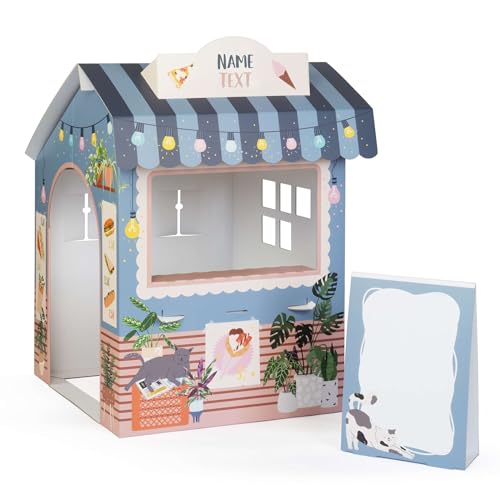 FOLDZILLA Spielhaus Laden Kiosk 105 x 75 x 75 cm Kaufmannsladen für Kinder Supermarkt aus Pappe Marktstand - Wunschtext FOLDZILLA Spielhaus Laden Kiosk 105 x 75 x 75 cm Kaufmannsladen für Kinder Supermarkt aus Pappe Marktstand - Wunschtext von FOLDZILLA