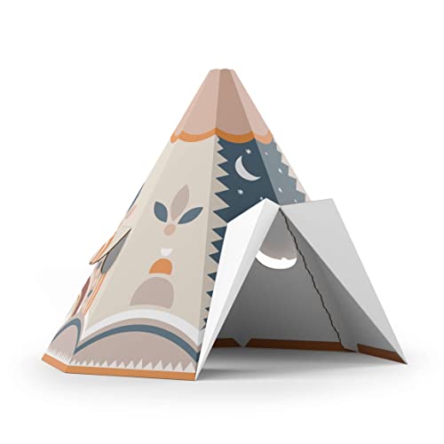 FOLDZILLA Spielhaus XXL 1,32 x 1,22 x 1,55 m aus Pappe Pappspielhaus Karton Haus - Tipi Ethno Muster Blau FOLDZILLA Spielhaus XXL 1,32 x 1,22 x 1,55 m aus Pappe Pappspielhaus Karton Haus - Tipi Ethno Muster Blau von FOLDZILLA