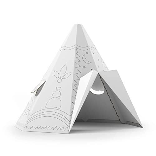 FOLDZILLA Spielhaus XXL 1,32 x 1,22 x 1,55 m aus Pappe Pappspielhaus Karton Haus - Tipi Ethno Muster zum Ausmalen FOLDZILLA Spielhaus XXL 1,32 x 1,22 x 1,55 m aus Pappe Pappspielhaus Karton Haus - Tipi Ethno Muster zum Ausmalen von FOLDZILLA