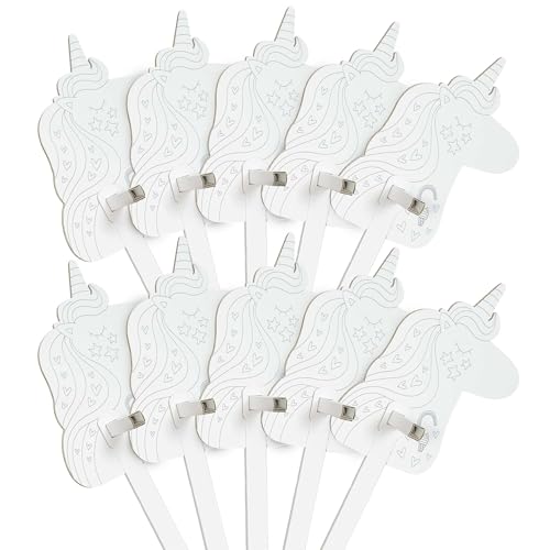 FOLDZILLA Steckenpferde 10er Set aus Pappe 115 x 40 x 25 cm Hobbyhorse Stockpferde - Einhorn Regenbogen Ausmalen von FOLDZILLA