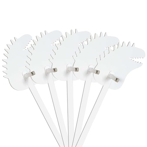 FOLDZILLA Steckenpferde Set aus Pappe 115 x 40 x 25 cm Hobbyhorse Stockpferde - Dino Stegosaurus weiß zum Bemalen und Bekleben von FOLDZILLA