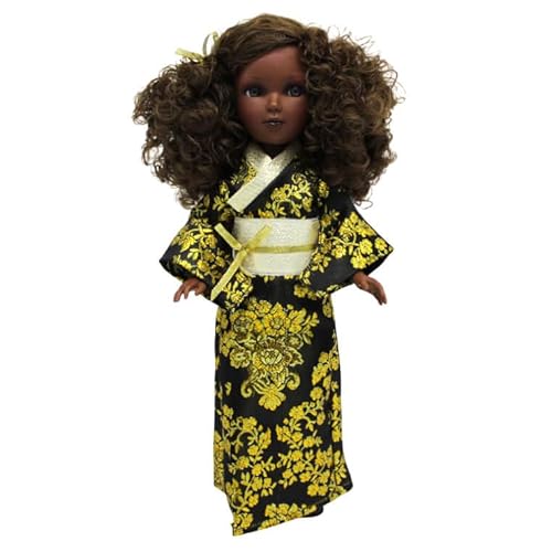 Folk Mari's Original Puppe, Handarbeit, 41 cm, Kollektion Geisha Kleid, Schwarz, japanischer Kimono von FOLK
