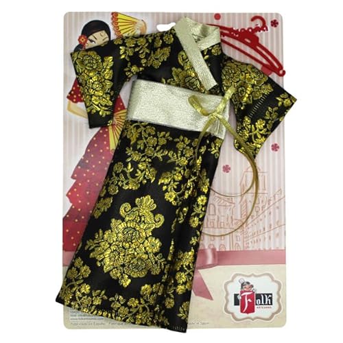 Geisha Puppe Folk Handwerk Japanische Kimono Schwarz und Gold für Puppen, Kollektion Sintra, Simona, Mari's, Pepa's oder Naia, 41 cm. Geisha Puppe Folk Handwerk Japanische Kimono Schwarz und Gold für Puppen, Kollektion Sintra, Simona, Mari's, Pepa's oder Naia, 41 cm. von FOLK