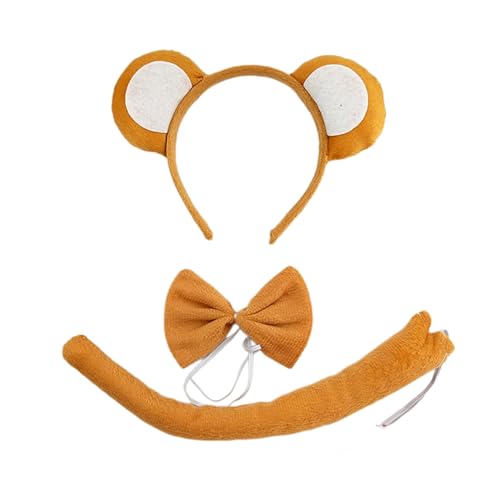 FOLODA Affenohren Stirnband Schwanzschleife Affen Cosplay Kostüm Für Kinder Halloween Geburtstagsfeier Bühnenauftritte Affen Kostüm Für Kinder Kleinkinder Jungen Erwachsene Damen Und von FOLODA
