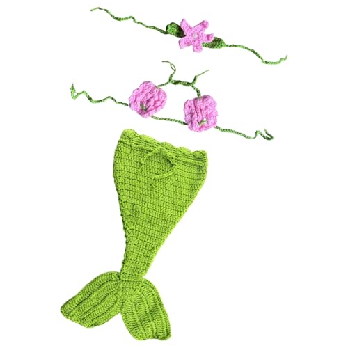 FOLODA Einzigartige Sea Maden Design Neugeborene Foto Requisiten Easy Wear Strickkleid Mit Passendem Stirnband Für Baby First Fotos Easy Wear Baby Kostüm von FOLODA