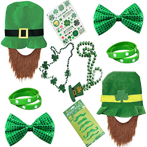 FOLODA Eire Patrick's Day Accessoires Party Anzug Dekor Set Irischer Grüne Schleife Haarkleeblatt Brille Socken Haarband Patrick's Day Dekorationen von FOLODA